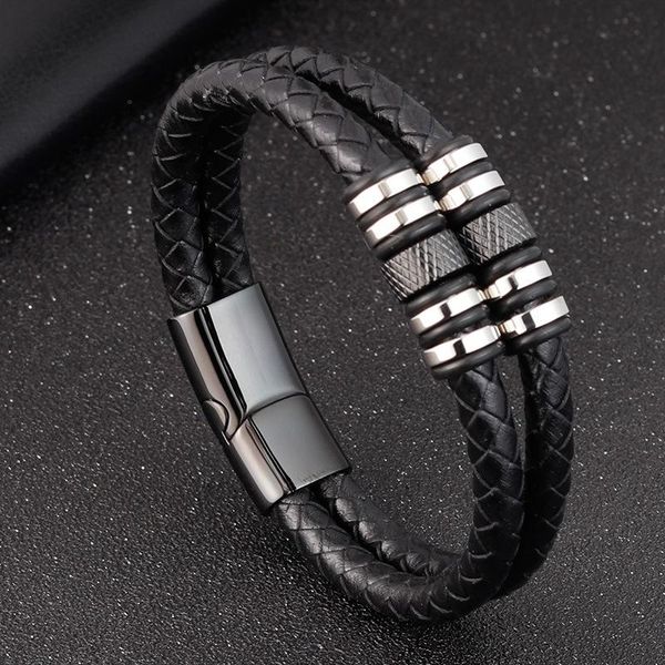 charm bracelets black leather rope cowhide men's double-layer stainless steel woven bracelet handmade multi-layer, Golden;silver
charm bracelets black leather rope cowhide men's double-layer stainless steel woven bracelet handmade multi-layer, Golden;silver
