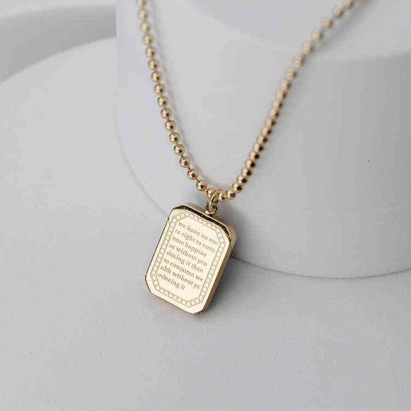 titanium steel wave bead chain square english letter hangtag necklace hip hop trendsetter accessories, Silver
titanium steel wave bead chain square english letter hangtag necklace hip hop trendsetter accessories, Silver