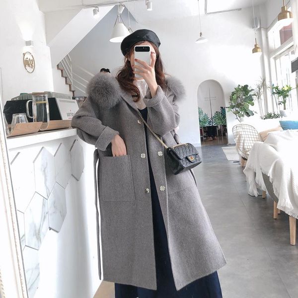 women's fur & faux selling women winter warm coat jacket cashmere blended wool coats with real hood collar, Black
women's fur & faux selling women winter warm coat jacket cashmere blended wool coats with real hood collar, Black
