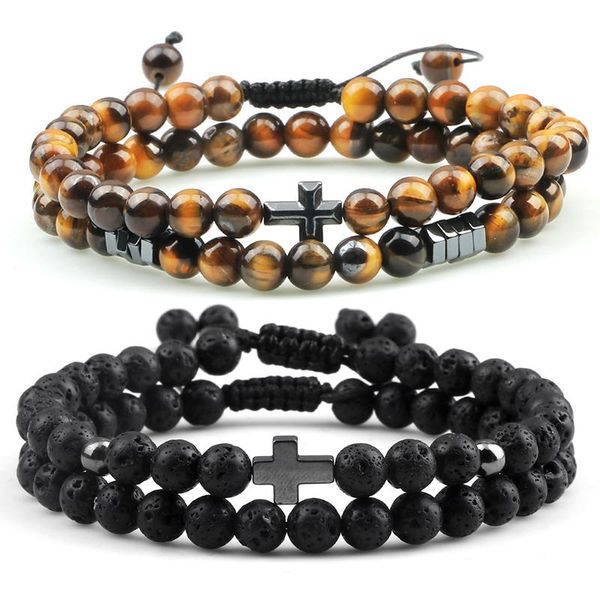 beaded, strands 2pcs couples bracelet classic 6mm natural tiger eye lava stone beaded cross bracelets for men women yoga jewelry friendship, Black
beaded, strands 2pcs couples bracelet classic 6mm natural tiger eye lava stone beaded cross bracelets for men women yoga jewelry friendship, Black