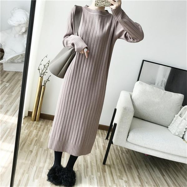 casual dresses autumn winter warm knitted women's straight 2021 high waist o-neck long sleeve loose sweater dress female, Black;gray
casual dresses autumn winter warm knitted women's straight 2021 high waist o-neck long sleeve loose sweater dress female, Black;gray