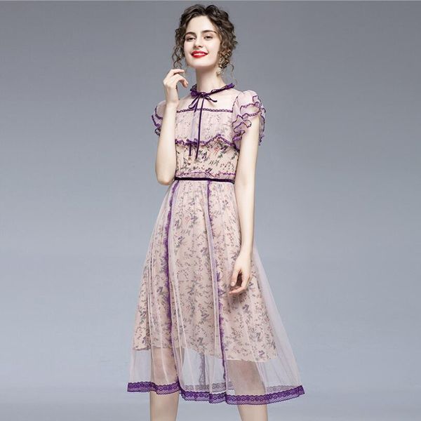 summer high waist mesh splicing dress for women's fashion lace up flower print mid dresses female casual vestidos w1311, White;black
summer high waist mesh splicing dress for women's fashion lace up flower print mid dresses female casual vestidos w1311, White;black