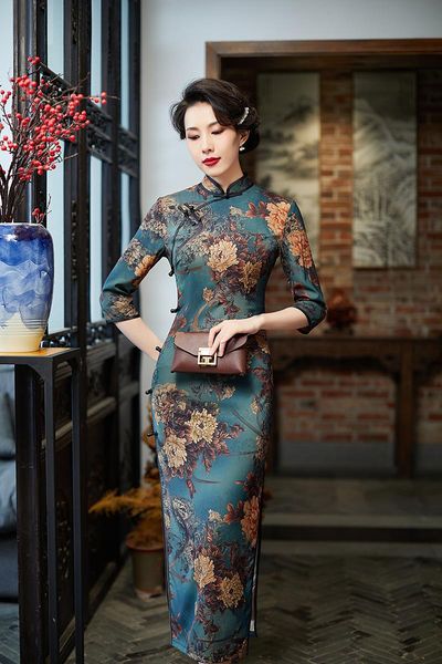 ethnic clothing elegant floral printed satin mandarin collar long qipao dress traditional seven points sleeves cheongsam vestidos oversize 4, Red
ethnic clothing elegant floral printed satin mandarin collar long qipao dress traditional seven points sleeves cheongsam vestidos oversize 4, Red