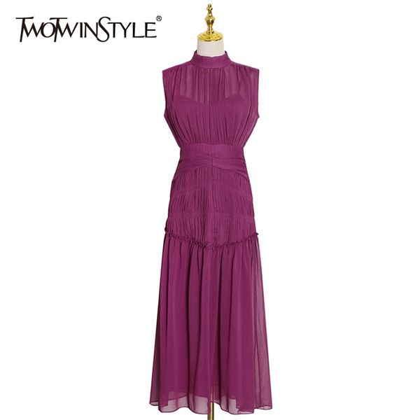 twotwinstyle vintage ruched dress for women stand collar sleeveless high waist chiffon midi dresses female fashion new tide 210331, Black;gray
twotwinstyle vintage ruched dress for women stand collar sleeveless high waist chiffon midi dresses female fashion new tide 210331, Black;gray