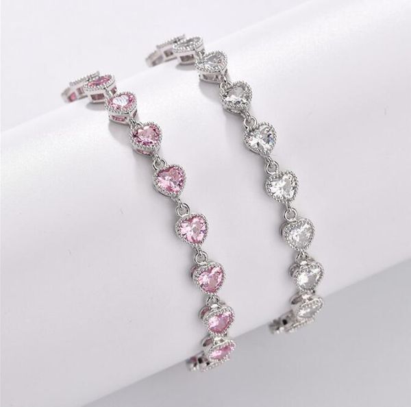 link, chain sweet love zircon bracelet copper red pink heart-shaped women gorgeous hand jewelry, Black
link, chain sweet love zircon bracelet copper red pink heart-shaped women gorgeous hand jewelry, Black
