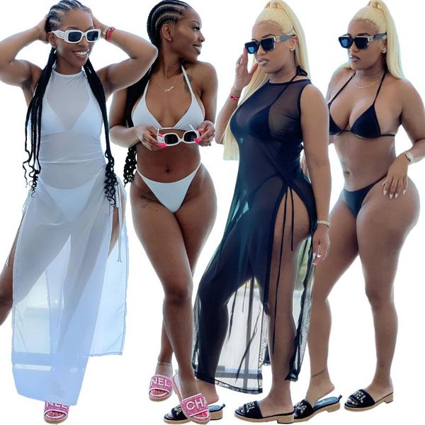 women's swimwear screen perspective split sleeveless beach skirt bathing suit 3 piece set biquini brazilian bikini swim, White;black
women's swimwear screen perspective split sleeveless beach skirt bathing suit 3 piece set biquini brazilian bikini swim, White;black