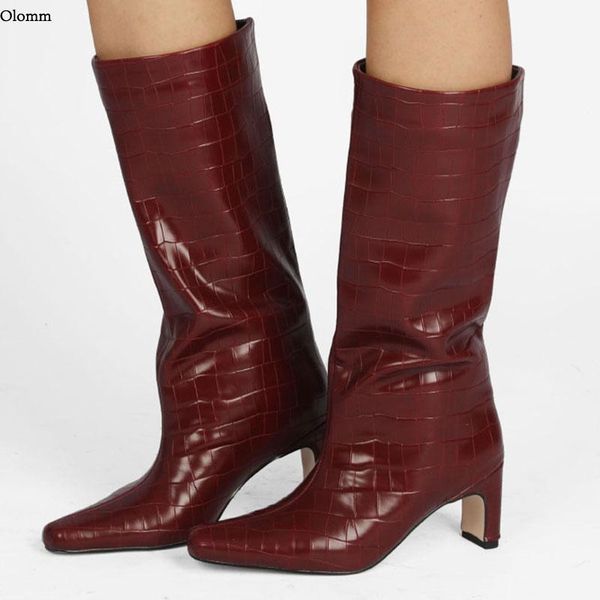 boots olomm fashion women winter knee 6.5 cm block heel stone pattern square toe gorgeous wine red dress shoes us size 5-13, Black
boots olomm fashion women winter knee 6.5 cm block heel stone pattern square toe gorgeous wine red dress shoes us size 5-13, Black