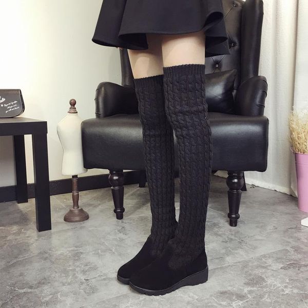 boots women 2021 autumn winter ladies fashion flat bottom shoes over the knee thigh high knitting wool long brand, Black
boots women 2021 autumn winter ladies fashion flat bottom shoes over the knee thigh high knitting wool long brand, Black