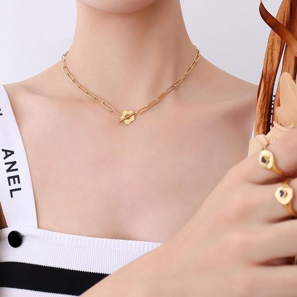 pendant necklaces korean style 2021 arrivals collares mujer stainless steel gold color flower necklace choker women link chains party, Silver
pendant necklaces korean style 2021 arrivals collares mujer stainless steel gold color flower necklace choker women link chains party, Silver