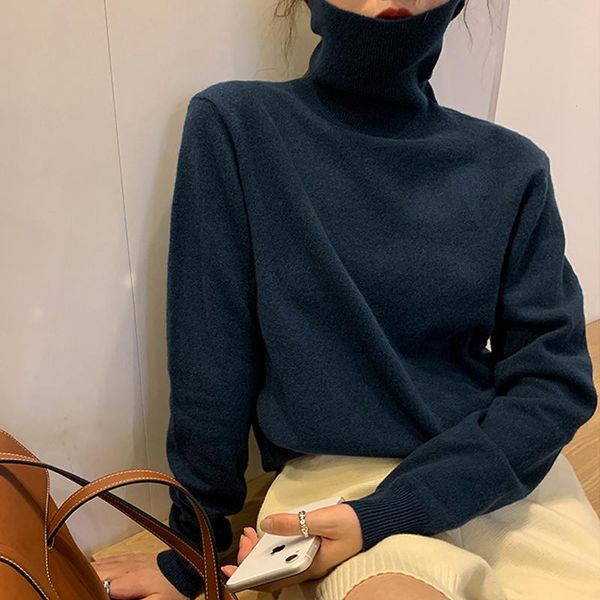 autumn and winter women's sweater casual solid color high neck long sleeve sweaters, White;black
autumn and winter women's sweater casual solid color high neck long sleeve sweaters, White;black