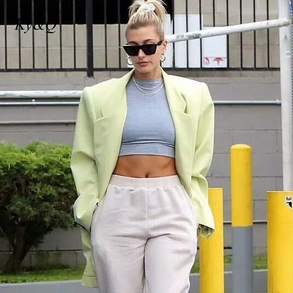 women's suits & blazers light green oversize shoulder pad suit coat long sleeve pocket loose blazer jacket women 2021 spring su, White;black
women's suits & blazers light green oversize shoulder pad suit coat long sleeve pocket loose blazer jacket women 2021 spring su, White;black