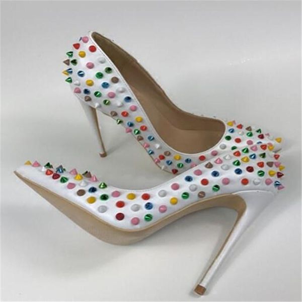 brand stiletto high heel mixed colored heels pointed toe women pumps rivets studded for wedding party dress shoe patent leather shoes, Black
brand stiletto high heel mixed colored heels pointed toe women pumps rivets studded for wedding party dress shoe patent leather shoes, Black