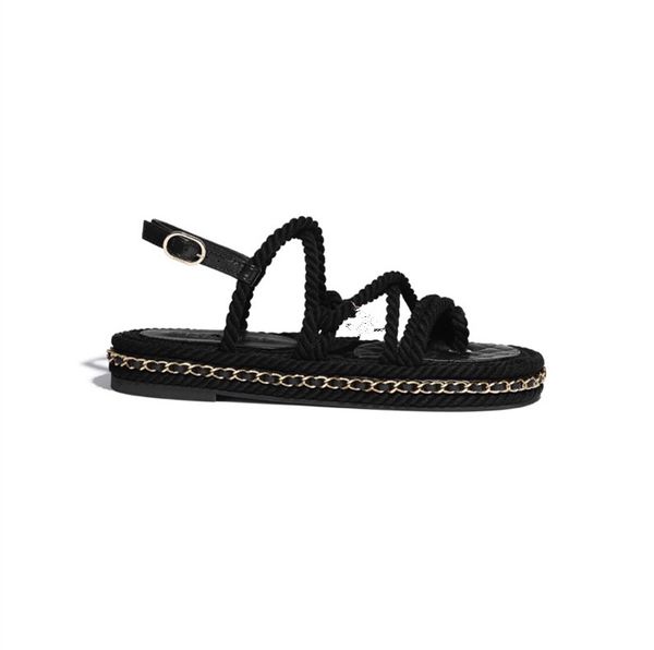 2021 blade women's hemp rope woven metal chain sandal slipper designer fashion luxury elegant simple material flat shoes comfortable de, Black
2021 blade women's hemp rope woven metal chain sandal slipper designer fashion luxury elegant simple material flat shoes comfortable de, Black