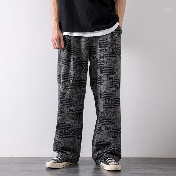 men's pants retro full print casual summer thin street loose straight tube wide leg student tide sports, Black
men's pants retro full print casual summer thin street loose straight tube wide leg student tide sports, Black