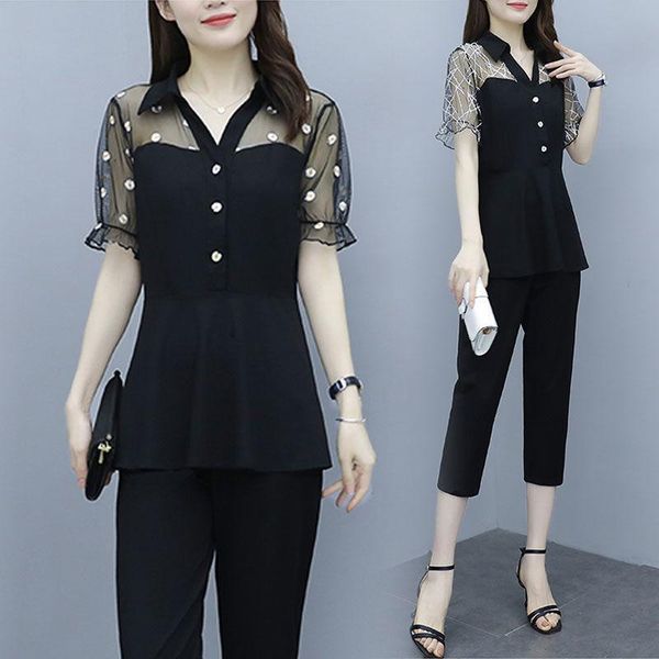 women's two piece pants women 2021 summer fashion two-piece suits female mesh patchwork shirts ladies high waist thin straight sets q15, White
women's two piece pants women 2021 summer fashion two-piece suits female mesh patchwork shirts ladies high waist thin straight sets q15, White