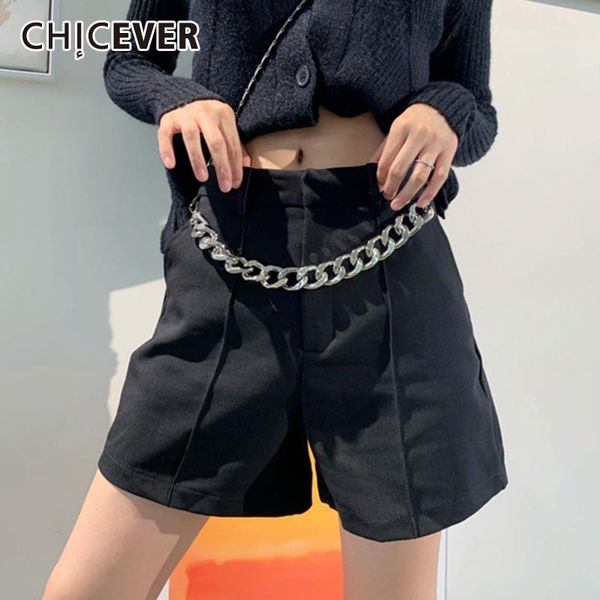 women's shorts chicever patchwork chain black casual slim solid female high waist fashion short pants for women autumn style 2021, White;black
women's shorts chicever patchwork chain black casual slim solid female high waist fashion short pants for women autumn style 2021, White;black