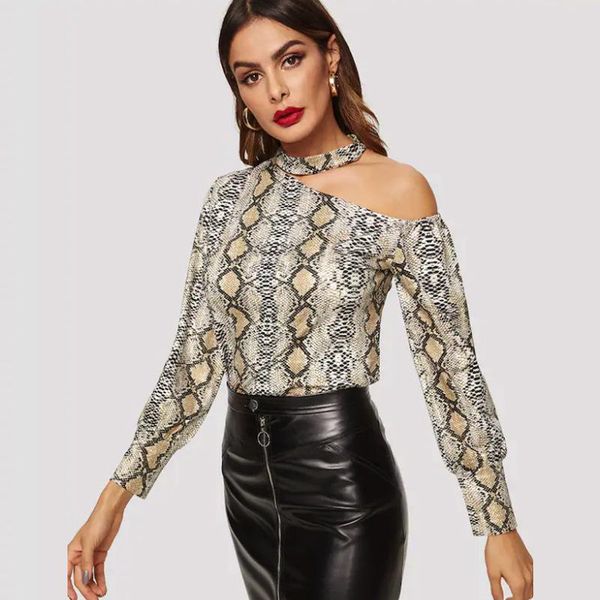 women's t-shirt off shoulder for women halter leopard snake print elegant casual long sleeve tee shirts lady autumn clothing, White
women's t-shirt off shoulder for women halter leopard snake print elegant casual long sleeve tee shirts lady autumn clothing, White