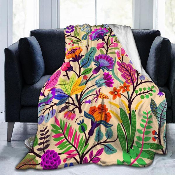 flannel blanket woody flowers birds leaves ultra-soft micro fleece for bathrobe sofa bed travel home winter spring fall blankets