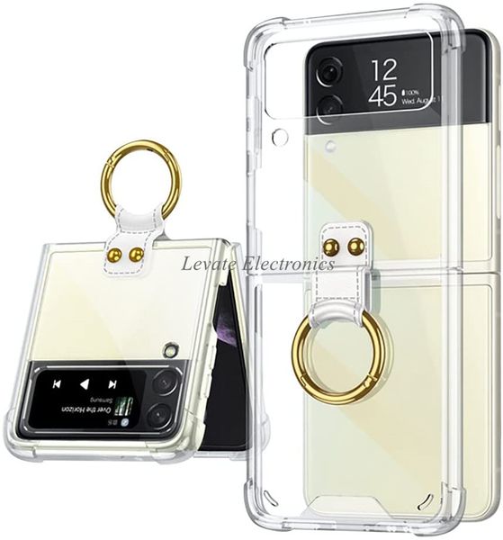 Image of Cases for Samsung Galaxy Z Flip 3 5G 2021 Cover with Ring Ultra Thin Transparent Shockproof Airbag Protection Case