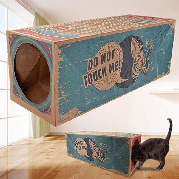 funny cat tunnel toy foldable holes kitten kraft paper cave hide and seek toys for cats pet supplies interactive