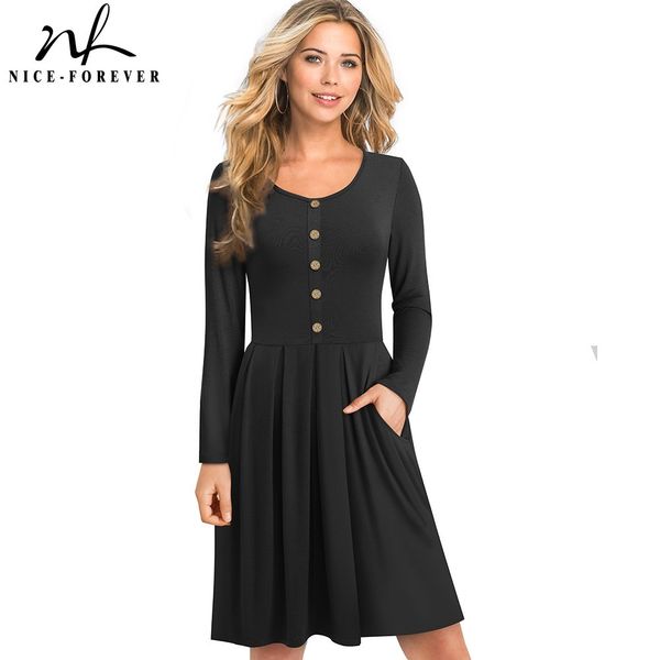 nice-forever winter basic pure color long sleeve with button dresses women casual flared dress btya168 210419, White
nice-forever winter basic pure color long sleeve with button dresses women casual flared dress btya168 210419, White