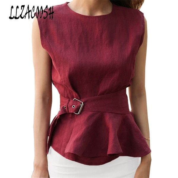 solid sleeveless sashes tunic women's blouses shirts summer o-neck irregular slim shirt 210514, White
solid sleeveless sashes tunic women's blouses shirts summer o-neck irregular slim shirt 210514, White