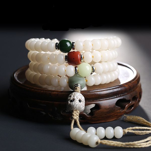 108 mala 6*8mm natural white bodhi 108 beads bracelet or necklace rosary women men prayer mediation yoga wrist jewelry gift, Black
108 mala 6*8mm natural white bodhi 108 beads bracelet or necklace rosary women men prayer mediation yoga wrist jewelry gift, Black