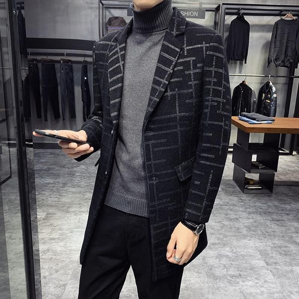 men's wool & blends 2021 autumn winter plaid long windbreaker coat men woolen s plus size 4xl slim fashion jacket, Black
men's wool & blends 2021 autumn winter plaid long windbreaker coat men woolen s plus size 4xl slim fashion jacket, Black