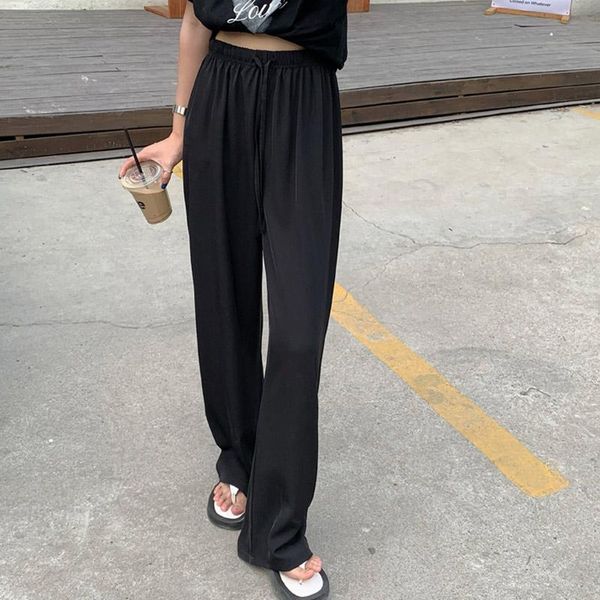 women's pants & capris women summer soft silk knit wide leg 3 color loose ankle length casual elastic waist high straight trousers, Black;white
women's pants & capris women summer soft silk knit wide leg 3 color loose ankle length casual elastic waist high straight trousers, Black;white