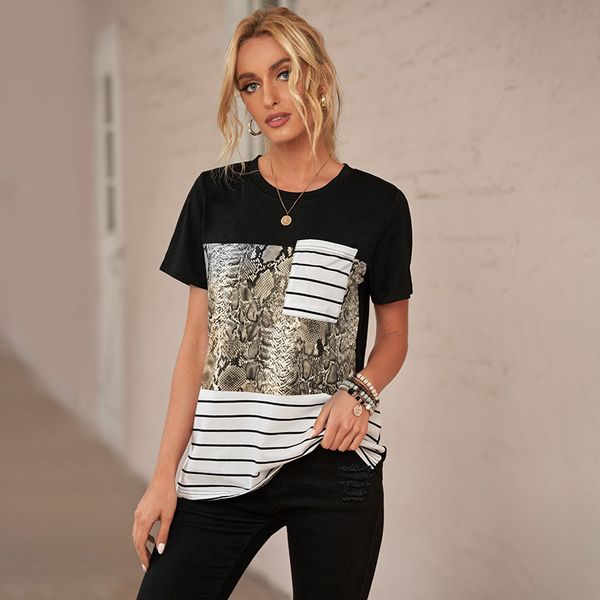 summer t shirt shiying short sleeve female 2021 stripe stitching poet round ne top, White
summer t shirt shiying short sleeve female 2021 stripe stitching poet round ne top, White