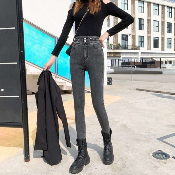 thin fashion high waist stretch jeans slim little foot pencil pants women, Black;white
thin fashion high waist stretch jeans slim little foot pencil pants women, Black;white