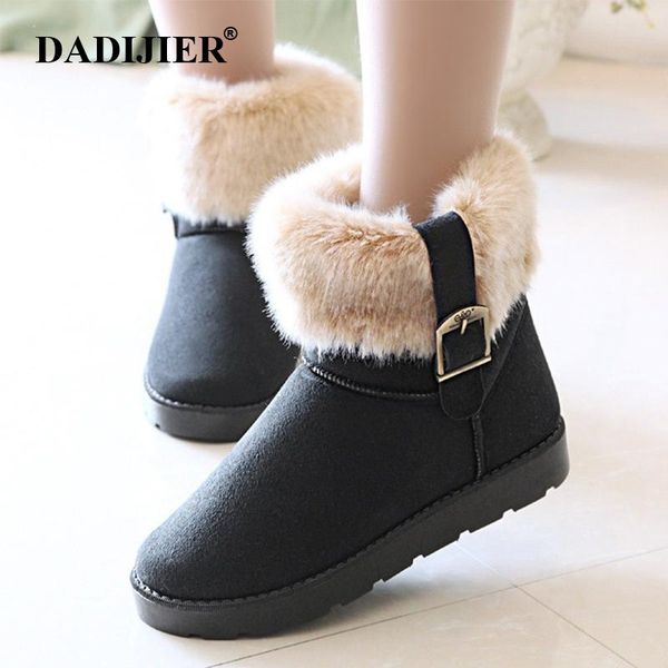 women's winter warm classic buckle snow boots ladies fur suede flat black shoes female fashion footwear st315
women's winter warm classic buckle snow boots ladies fur suede flat black shoes female fashion footwear st315
