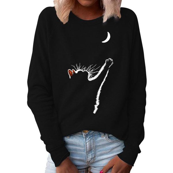 women's animal cat print o neck loose fashion sweatshirt long sleeve casual elegant ladies streetwear sudadera mujer #yl10 hoodies & sw, Black
women's animal cat print o neck loose fashion sweatshirt long sleeve casual elegant ladies streetwear sudadera mujer #yl10 hoodies & sw, Black