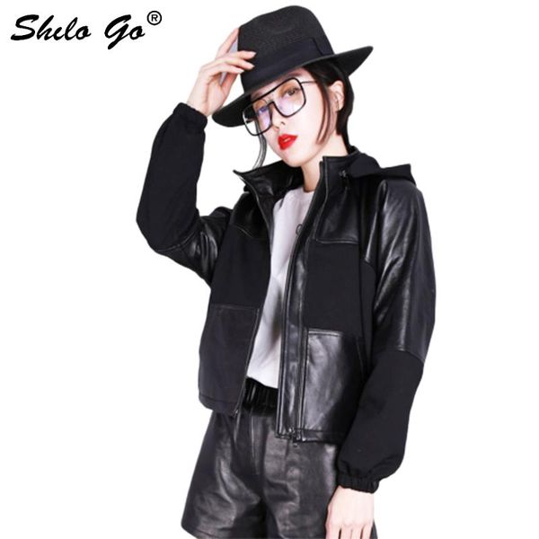 women's jackets shilo go leather jacket womens spring fashion sheepskin genuine coat hooded spliced loose casual zipper, Black;brown
women's jackets shilo go leather jacket womens spring fashion sheepskin genuine coat hooded spliced loose casual zipper, Black;brown