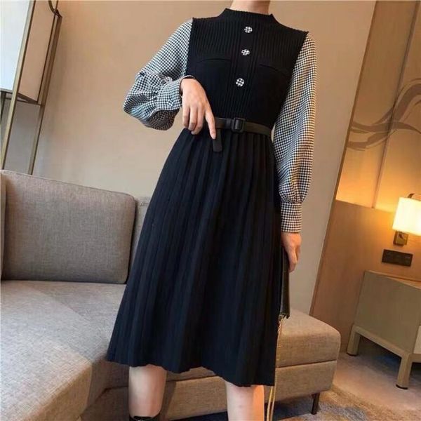 women's sweaters 2021 fake two-piece stitching knitted dress female autumn and winter sweater long over the knee loose women pullover, White;black
women's sweaters 2021 fake two-piece stitching knitted dress female autumn and winter sweater long over the knee loose women pullover, White;black