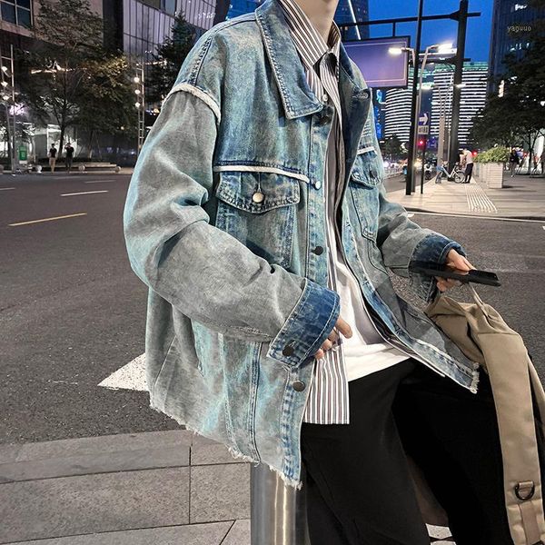 spring and autumn retro denim jacket men's korean fashion loose casual coat streetwear bomber men jackets, Black;brown
spring and autumn retro denim jacket men's korean fashion loose casual coat streetwear bomber men jackets, Black;brown