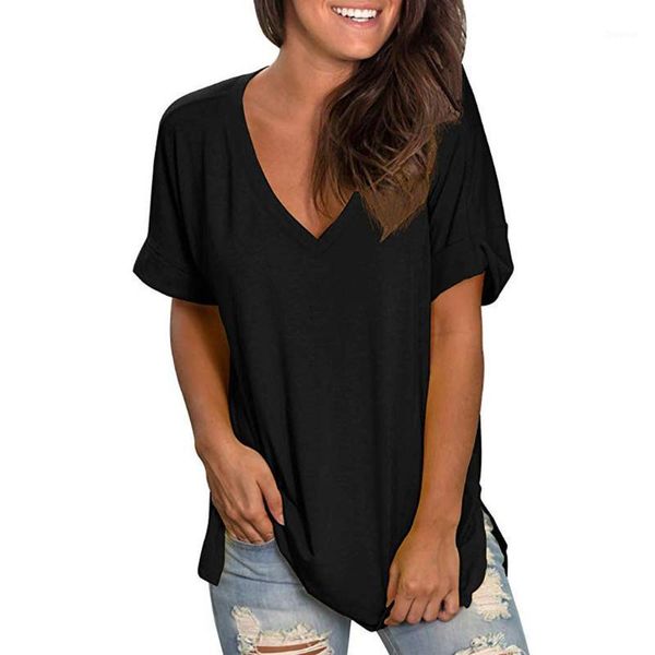 women's t-shirt 2021 women summer v neck short sleeve t shirt loose camiseta feminina shirts female plus size long style, White
women's t-shirt 2021 women summer v neck short sleeve t shirt loose camiseta feminina shirts female plus size long style, White