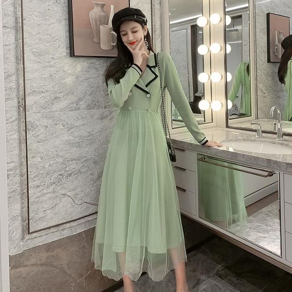 casual dresses french style women solid color patchwork mesh long sleeve knitted fairy dress elegant sheath slim sweater autumn, Black;gray
casual dresses french style women solid color patchwork mesh long sleeve knitted fairy dress elegant sheath slim sweater autumn, Black;gray