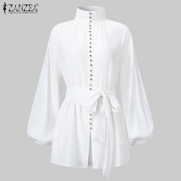women's puff sleeve blouse zanzea 2021 stylish shirts spring causal button bow tie blusas female stand collar plus size blouses &, White
women's puff sleeve blouse zanzea 2021 stylish shirts spring causal button bow tie blusas female stand collar plus size blouses &, White