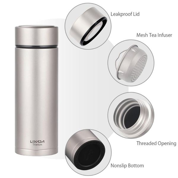 lixada double wall vacuum insulated titanium water bottle flask outdoor sports leak proof with tea infuser
lixada double wall vacuum insulated titanium water bottle flask outdoor sports leak proof with tea infuser