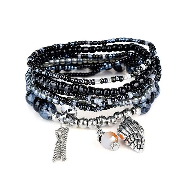 link, chain 2021 fashion bohemia style multilayer bracelet tassel pendant charm beads alloy gift, Black
link, chain 2021 fashion bohemia style multilayer bracelet tassel pendant charm beads alloy gift, Black