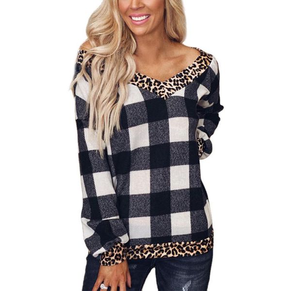 v neck leopard patchwork pullover long sleeve sweatshirts autumn spring women's loose wdc6246 hoodies &, Black
v neck leopard patchwork pullover long sleeve sweatshirts autumn spring women's loose wdc6246 hoodies &, Black
