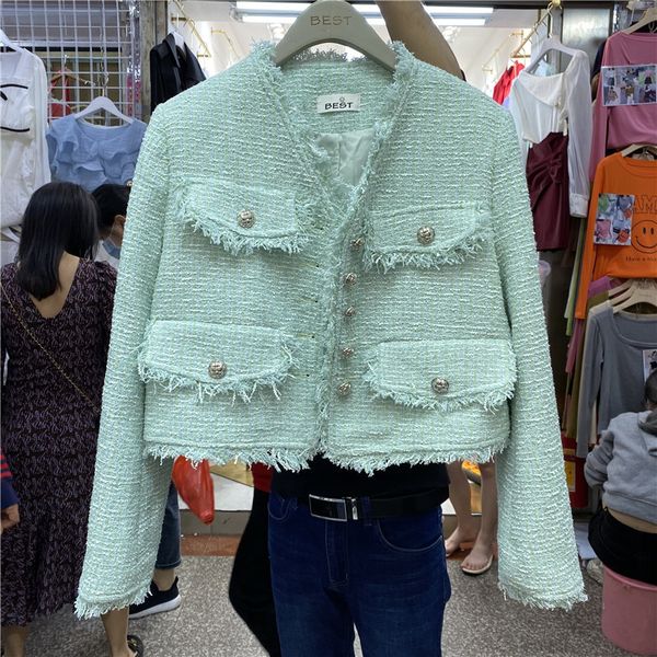 women's jackets small fragrance tassel tweed coat women long sleeve woolen coats runway luxury streetwear korean outw, Black;brown
women's jackets small fragrance tassel tweed coat women long sleeve woolen coats runway luxury streetwear korean outw, Black;brown