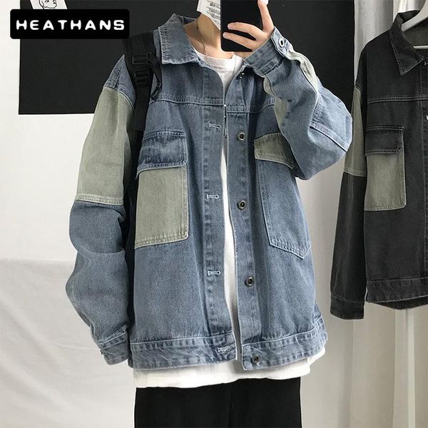 men jean jacket turn-down collar denim man korean style loose patchwork handsome vintage casual autumn clothes men's jackets, Black;brown
men jean jacket turn-down collar denim man korean style loose patchwork handsome vintage casual autumn clothes men's jackets, Black;brown