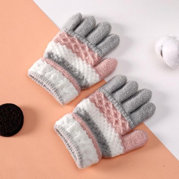 children's mittens kids 1 pair casual boys girls striped full finger gloves children warm for outdoor, White
children's mittens kids 1 pair casual boys girls striped full finger gloves children warm for outdoor, White