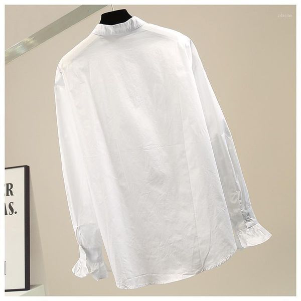 white blouse women stand collar single-breasted long flare sleeve shirt 2021 spring female loose ruffled blusas women's blouses &
white blouse women stand collar single-breasted long flare sleeve shirt 2021 spring female loose ruffled blusas women's blouses &