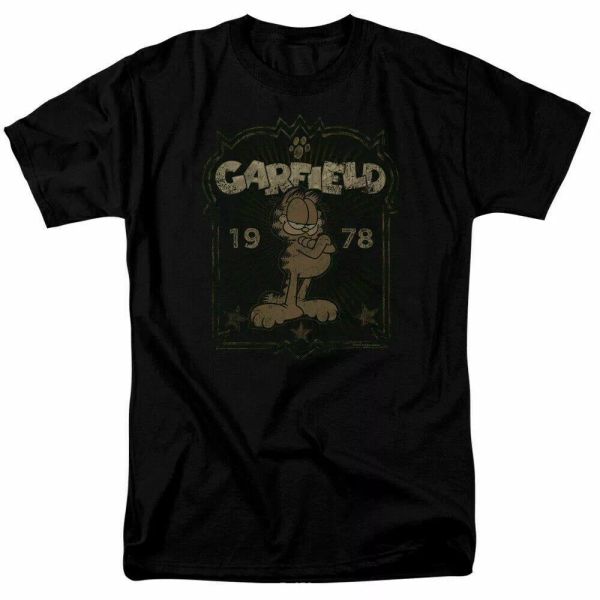 garfield established in 1978 t shirt licensed comic book cartoon tee black, White;black