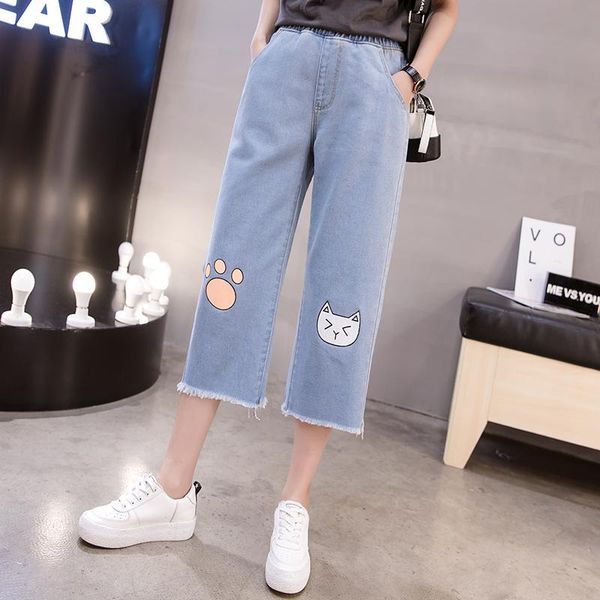 women's jeans s- 5xl calf-length denim pants high waist cartoon loose large size 200 kg 2021 summer women, Blue
women's jeans s- 5xl calf-length denim pants high waist cartoon loose large size 200 kg 2021 summer women, Blue