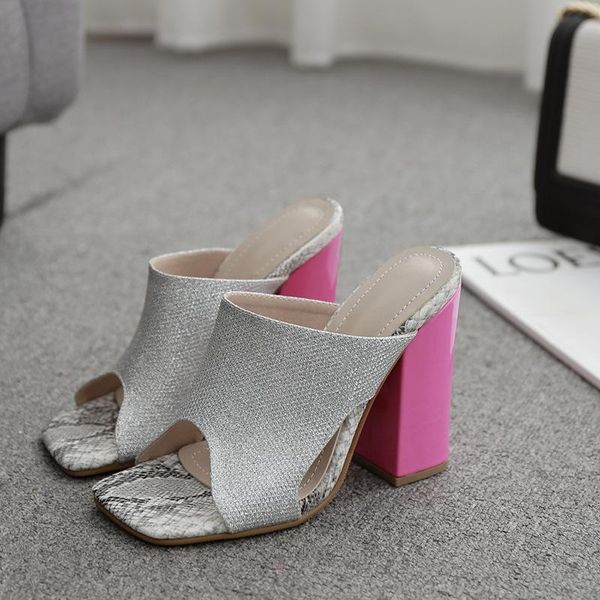 slippers snake leather women's peep toe block heels flip flops ladies summer clear pu sandals slides footwear, Black
slippers snake leather women's peep toe block heels flip flops ladies summer clear pu sandals slides footwear, Black