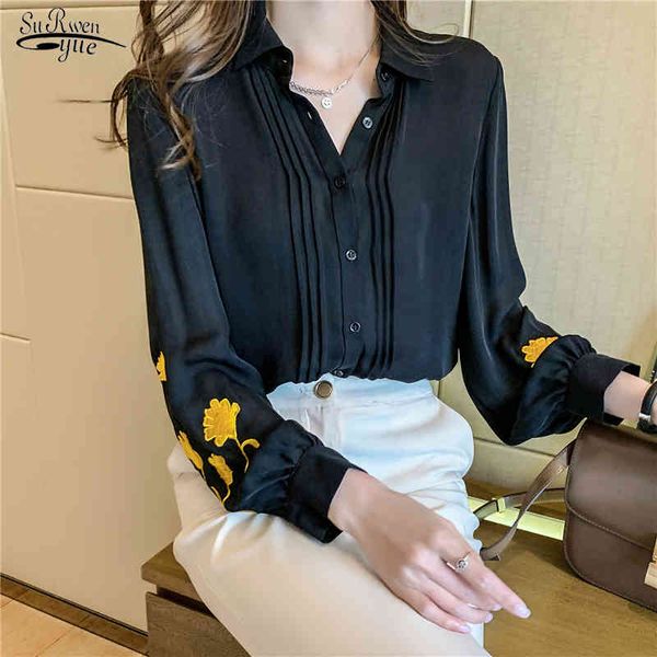 embroidery floral women blouse and office lady turn down collar shirts black chiffon female clothing 12863 210508, White
embroidery floral women blouse and office lady turn down collar shirts black chiffon female clothing 12863 210508, White